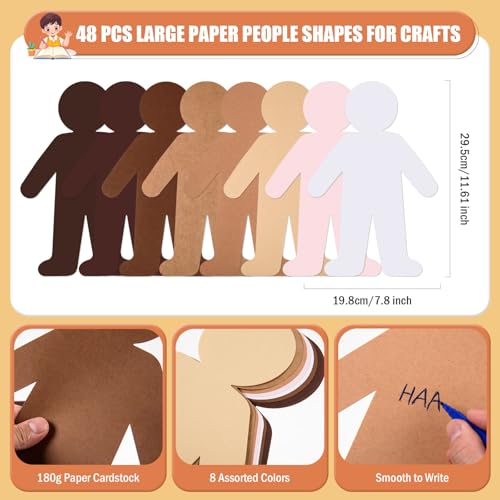 Multicultural People Cutouts - 48 Large Paper Shapes for Crafts