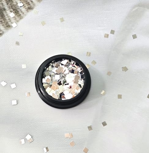 Guroenky Silver Square Sequins Nail Art Glitter for Disco Manicure