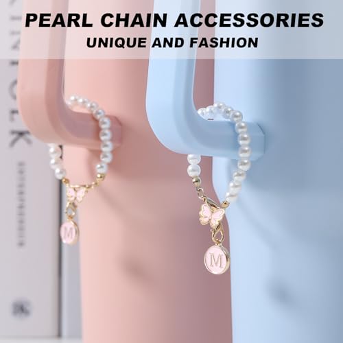 LUHOHI Pearl Initial Charm for Stanley Cup - Letter-Pink S Accessory