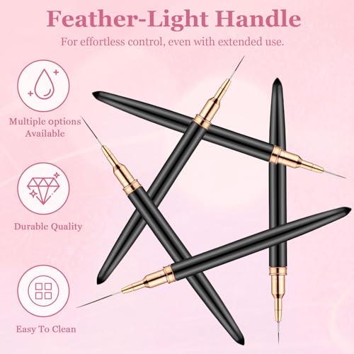 6-Pack Dual-Ended Nail Art Liner Brushes & Dotting Tools for Gel