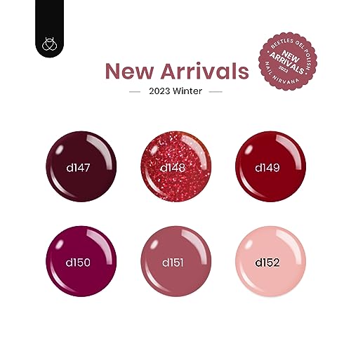 Beetles Red Gel Nail Polish Set - 6 Colors Burgundy Nude Glitter Soak Off UV LED Manicure Kit