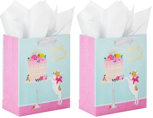 Hallmark Medium Birthday Gift Bag with Tissue Paper - Make a Wish Cake & Pug