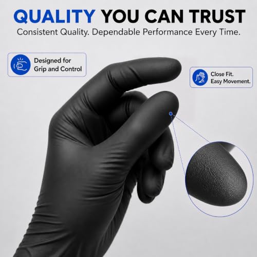 Black Nitrile Disposable Gloves - Food Grade, 5 Mil, XLarge, 100 Count
