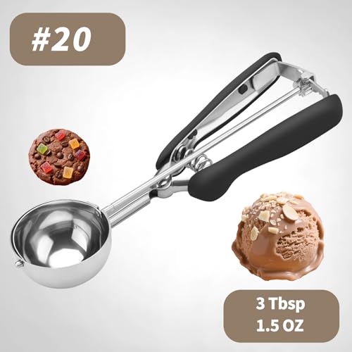 JETONN Large Cookie Scoop #20, 3 Tbsp Stainless Steel Dough Scooper