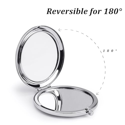 Personalized Floral Monogram Compact Mirror - QUSTGO Silver 2.75"