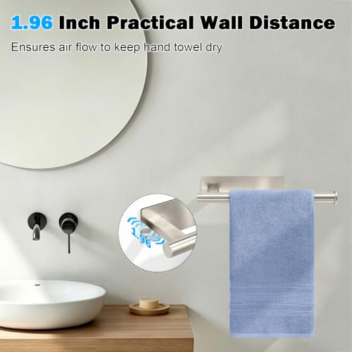 Livabber 9-Inch Self-Adhesive Hand Towel Holder, Brushed Nickel Stainless Steel