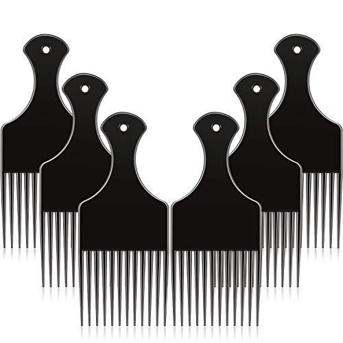 Yaomiao 6-Piece Plastic Afro Hair Combs, 6.5-Inch Styling Tool