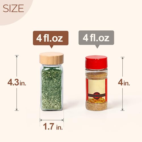ComSaf 4oz Glass Spice Jars with Bamboo Lids - 6 Pack Starter Set