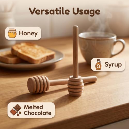 25-Piece Wooden Honey Dipper Sticks - 3-Inch Mini Honeycomb Wands