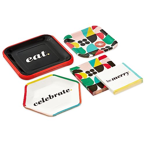 Hallmark Bold Black, White & Red Party Supplies Set for 16