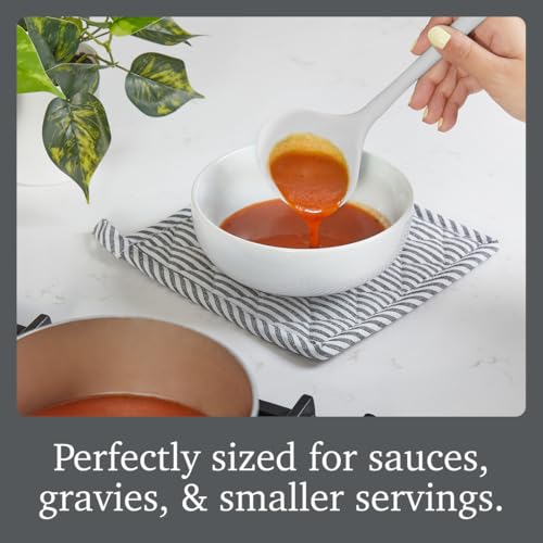 Tovolo Oyster Gray Small Silicone Ladle - Heat Safe, BPA Free, Dishwasher Safe for Sauces & Soups