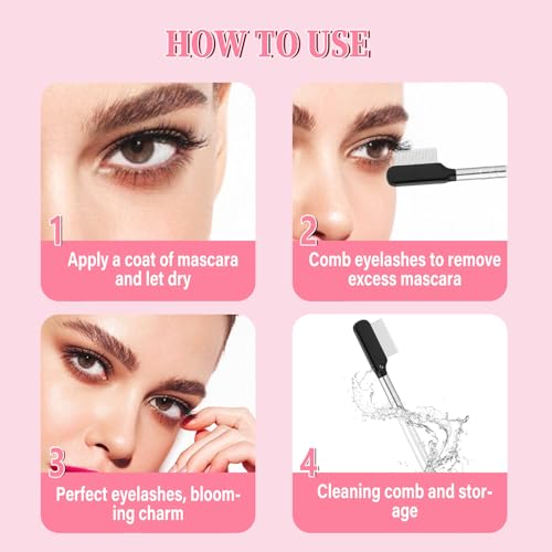 Sliverdew Metal Eyelash Comb and Separator Tool with Stainless Steel Teeth
