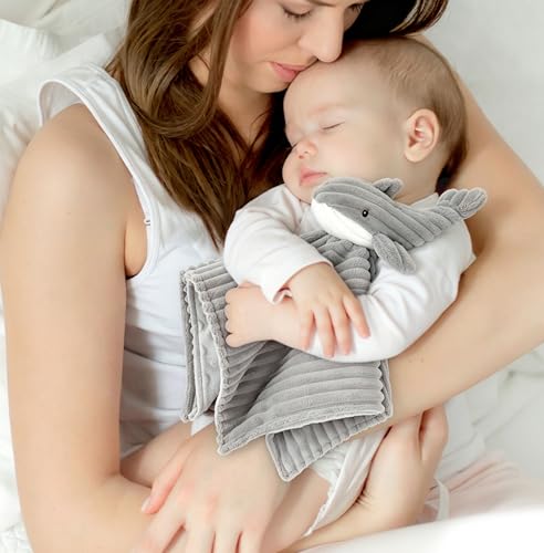 BEILIMU Baby Security Blanket - 15 Inch Soft Whale Lovey for Newborns