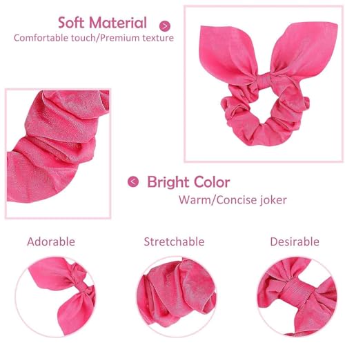 RANYUNSYZ 4 Pcs Colorful Bow & Bunny Ear Hair Scrunchies Elastic Ties