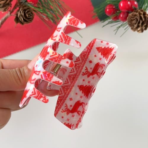 Christmas Hair Claw Clip Cute Holiday Deer Non-Slip Acrylic Hair Accessory