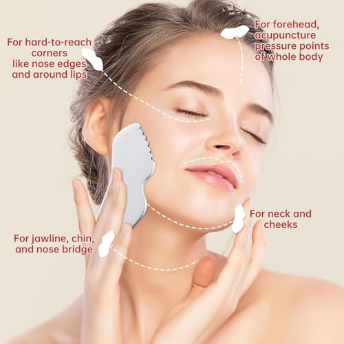 ALOYGUZ Stainless Steel Gua Sha Facial Tool for Face Sculpting & Lymphatic Drainage