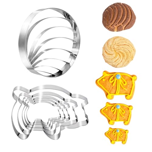 Concha Cutter & Pig Cookie Cutter Set - 6 Pieces Stainless Steel