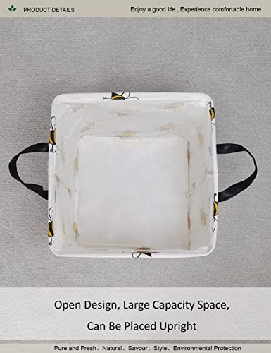 ONOEV Square Bumblebee Kids Nursery Storage Basket - Waterproof Cotton Canvas, Collapsible Toy & Clothes Organizer, 12.6x12.6 inches
