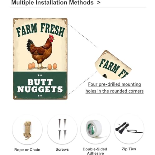 Funny Chicken Coop Metal Sign, 8x12 Inch Tin Decor