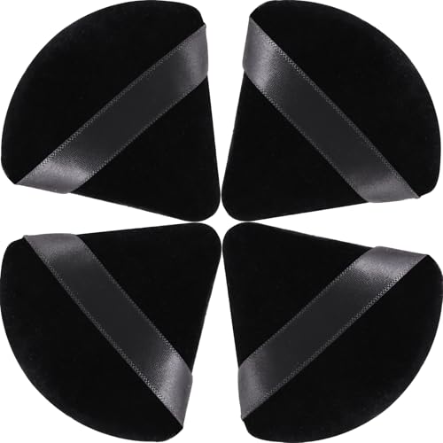 JOLY Triangle Powder Puff Makeup Sponges for Foundation and Loose Powder, Black, 4 Pack