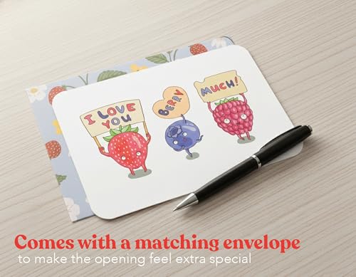 I Love You Berry Much Card with Envelope - Funny Anniversary & Birthday Card