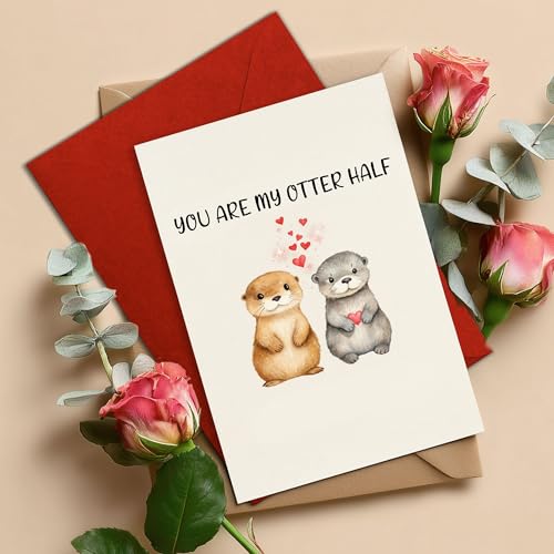 Cute Otter Christmas Card for Husband Wife Boyfriend Girlfriend - 8x5.3"
