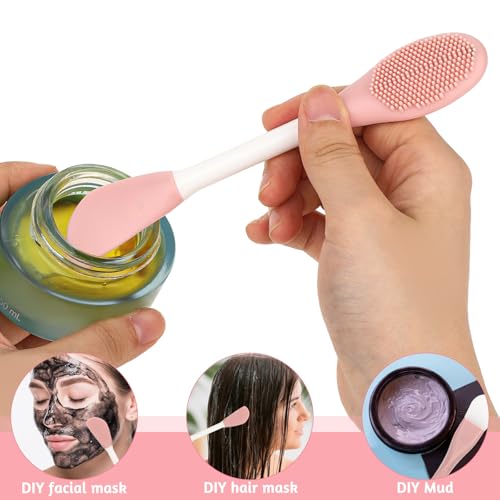 Thinp 2 Pcs Silicone Face Mask Applicator and Dual-Ended Brush Set