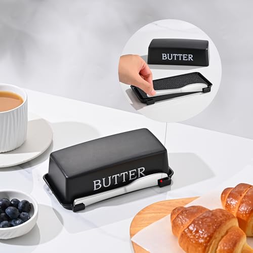 Large Capacity Butter Dish with Lid & Knife - Dishwasher Safe