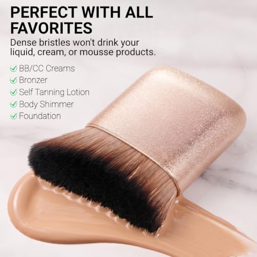 Shiichen Angled Kabuki Foundation Brush for Face and Body - Ultra Soft Vegan Makeup Brush