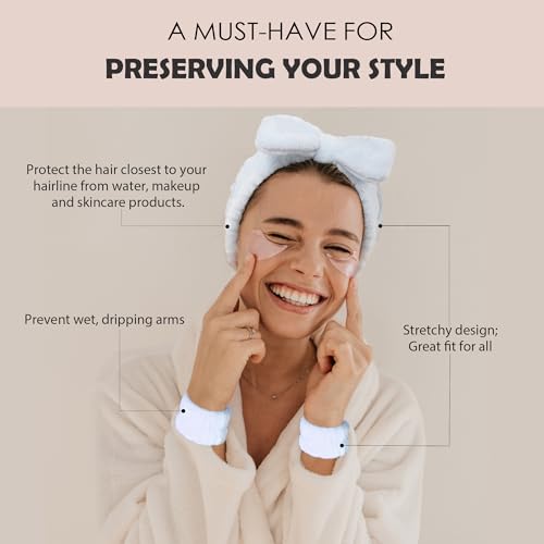Ayesha Spa Headband and Wristband Set for Washing Face Skincare Blue