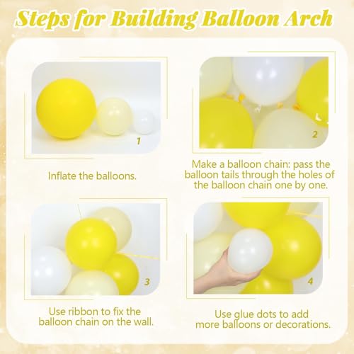 Yellow Bee Balloon Arch Kit with Gold Confetti - 41pcs Balloons