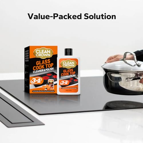 CleanCrown 3-in-1 Cooktop Cleaner Kit, 8.8 Oz - Glass & Ceramic Stove Cleaner