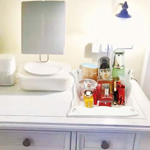 White PU Leather Valet Tray - Foldable Travel Catchall Organizer