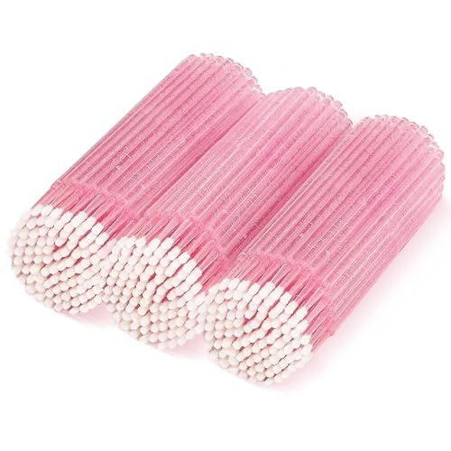 KIUSOWAYD Micro Applicator Brushes - 300 Pcs Crystal Pink Disposable Swabs