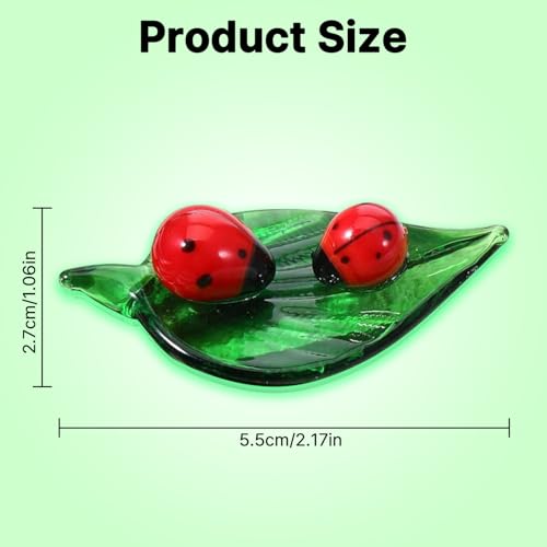 Ladybug Crystal Figurine - Hand-Blown Glass Mini Decor