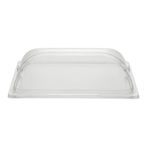 Restaurantware Cater Tek 21 Inch Polycarbonate Plate Cover 1 Shatterproof Dish Cover - Dishwashable For 21 Inch Plates Clear Plastic Tray Cover Flap Handle Design Endures Up To 210F