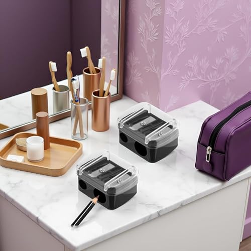 Dual Hole Makeup Pencil Sharpener for Eyeliner & Lip Liner 2Pcs