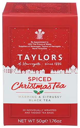 Taylors Of Harrogate Spiced Christmas Tea Bags - 20 Count - Festive Flavored Black Tea