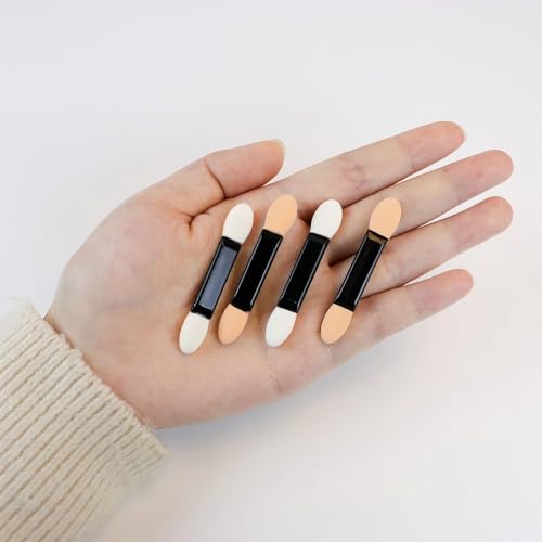 TKYPZY 50 Pcs Disposable Dual-Sided Eyeshadow Sponge Applicators with Storage Container