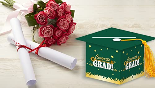 Green Graduation Card Box Holder with Tassel - Congrats Grad Decor