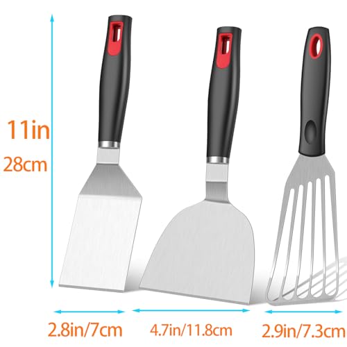 KLAQQED 3-Piece Stainless Steel Spatula Set with Silicone Handle - Black & White