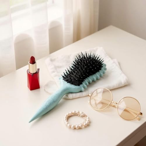 SEERSHINE Curl Defining Hair Brush – Blue Guitar-Shaped Detangler for Curly, Coily & Wavy Hair