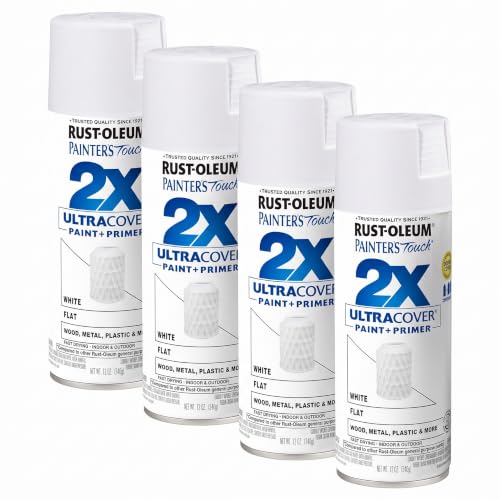 Rust-Oleum Painter's Touch 2X Ultra Cover Flat White Spray Paint 12 oz Pack of 4