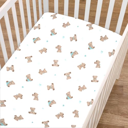 Mini Crib Sheet 100% Cotton Fitted Bear Design 24x38