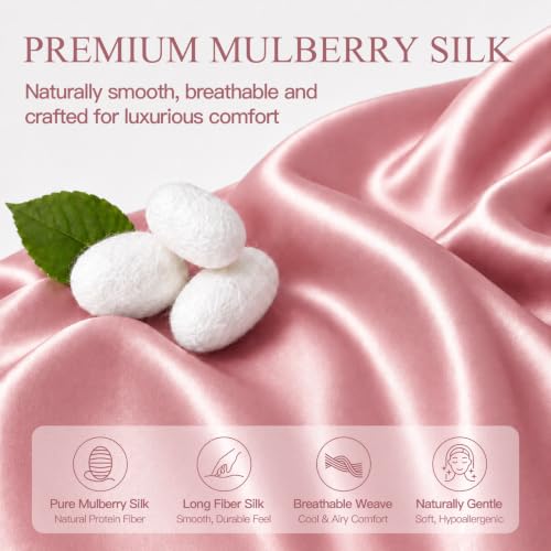 Mulberry Silk Pillowcase for Hair and Skin - King, Coral, 1 Piece - Hypoallergenic & Cooling