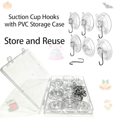 Suction Cup Hooks 12 Pack - 12LB Max Load, Clear Stainless Steel