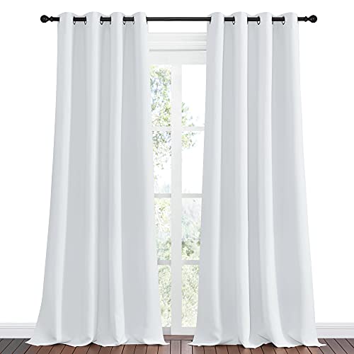 NICETOWN Greyish White Room Darkening Curtain Panels, 55x90" (Pack of 2)