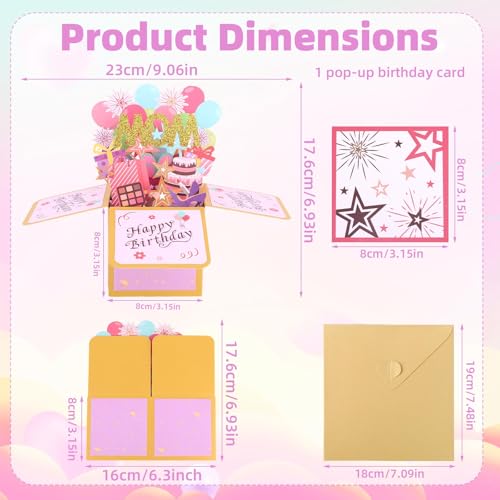 Gosknor 3D Happy Birthday Pop Up Card for Mom with Envelope