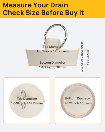 Rubber Drain Stopper Set of 2 for 1.5" to 1.625" Openings