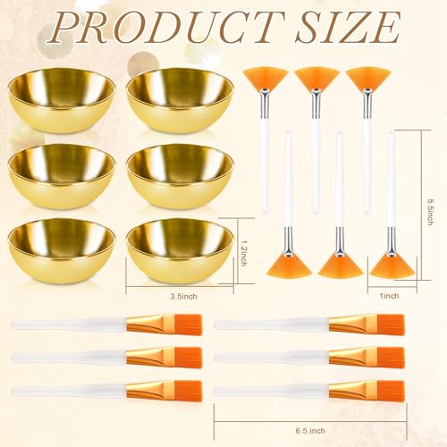 DLUGOPIS 18 Pcs Esthetician Facial Mask Mixing Set with Gold Bowls and Brushes